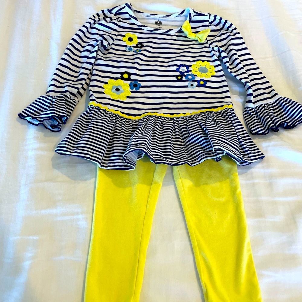 Little Girls 2-Pc. Daisy Striped Tunic & Leggings Set